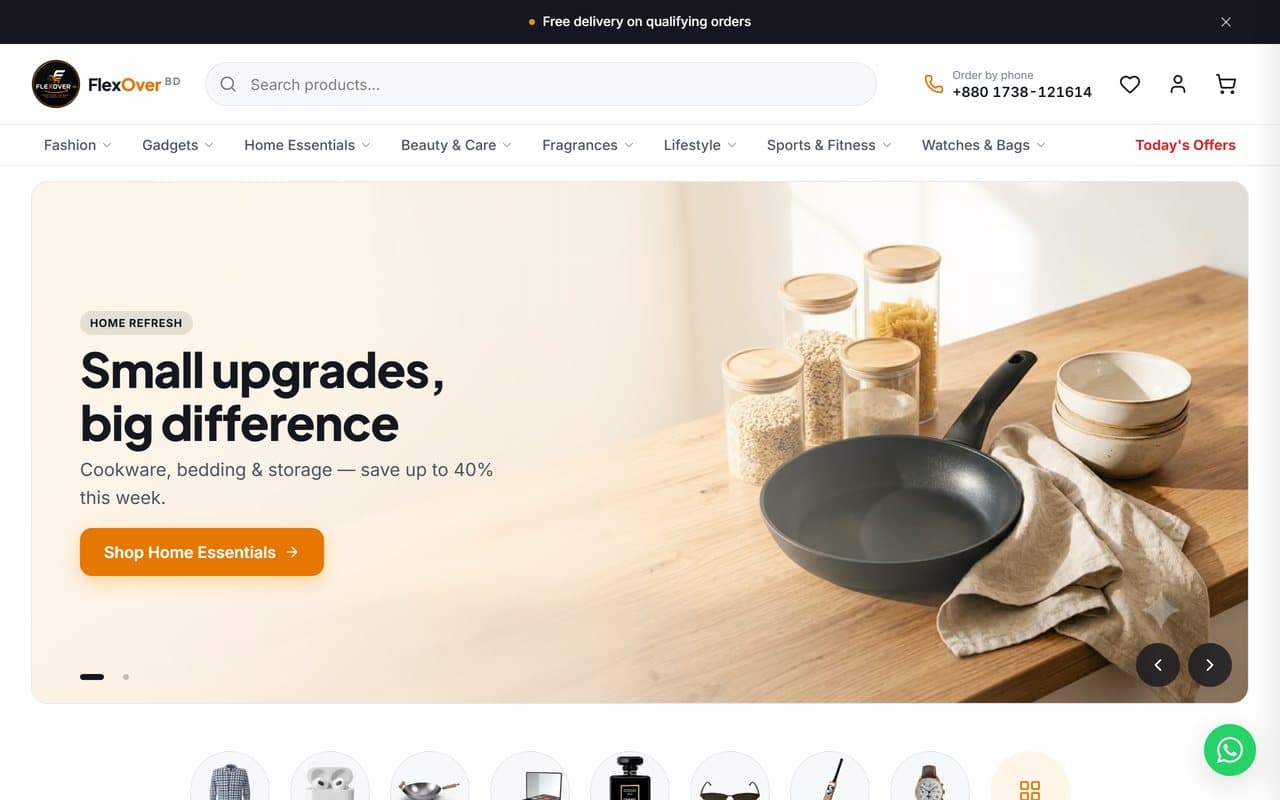 FlexOver BD website, built by Arrowbin