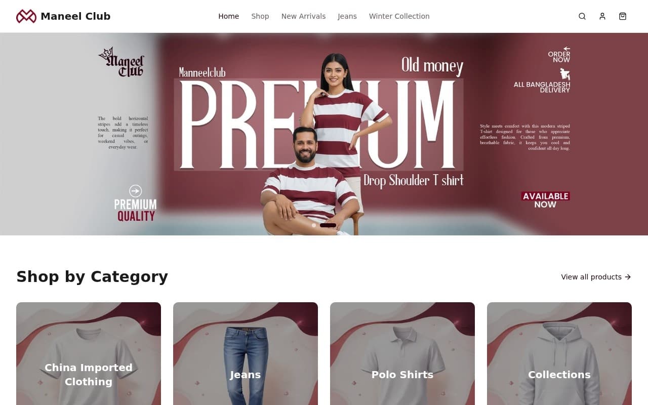 Maneel Club website, built by Arrowbin