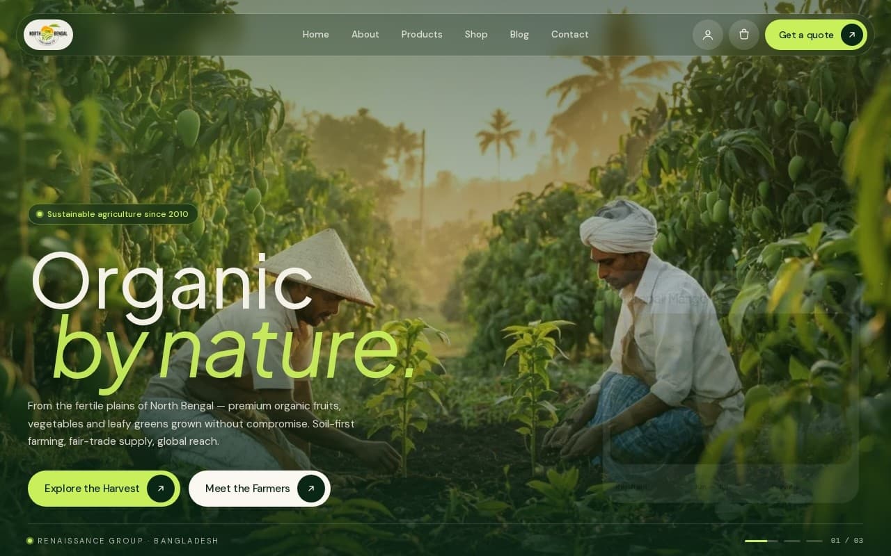 North Bengal Agro Farms website, built by Arrowbin